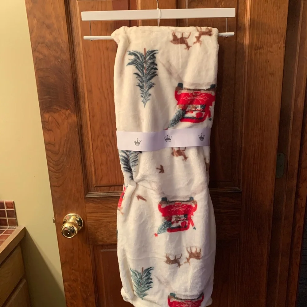 Hallmark, NEW WITH TAGS plush CHRISTMAS throw blanket, has RED Christmas truck.